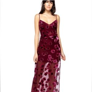 For Love & Lemons Women's Red Sophie Floral Burnout Velvet Dress
